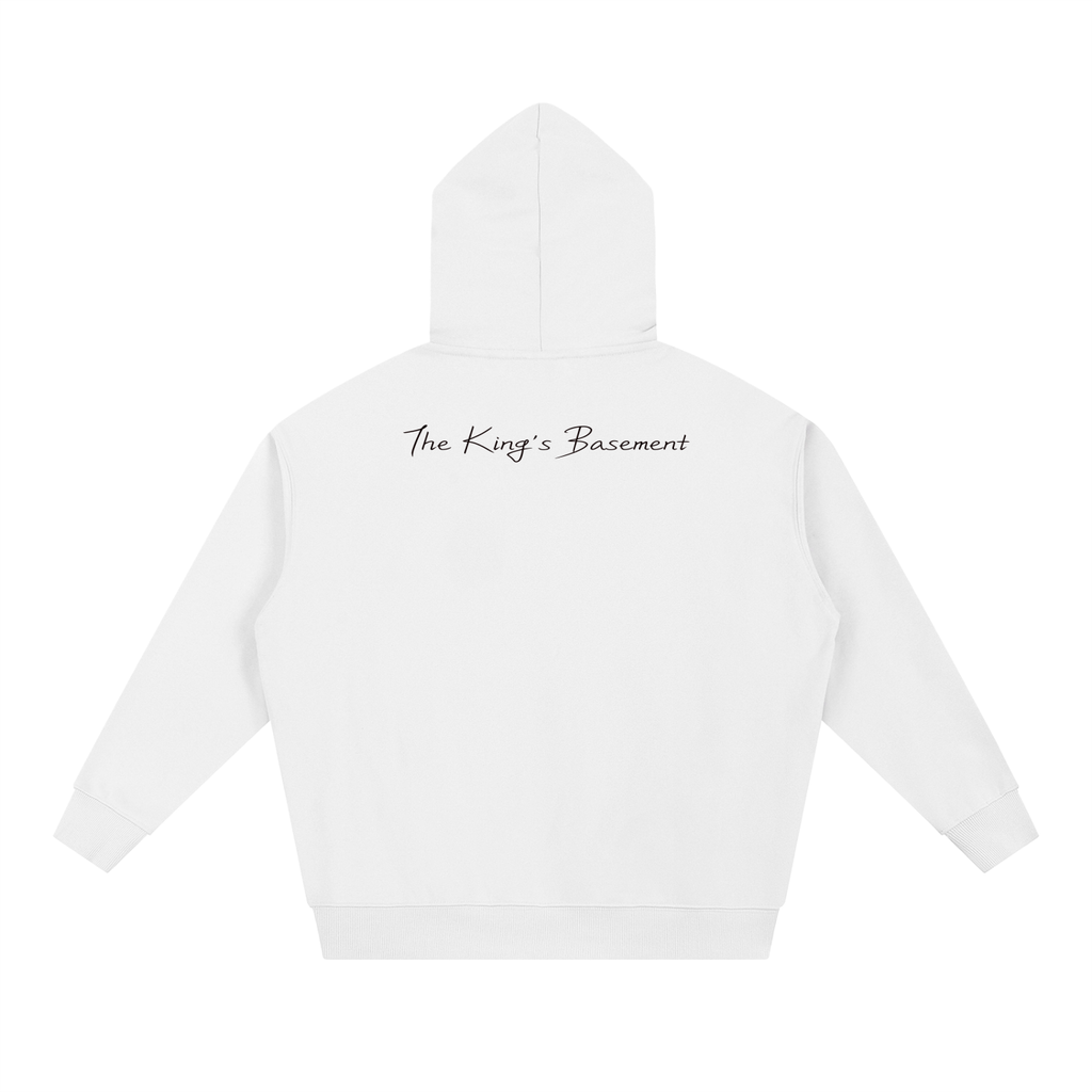 white & black Heavyweight Hoodie w/ BIBLE acronym basic instructions before leaving Earth